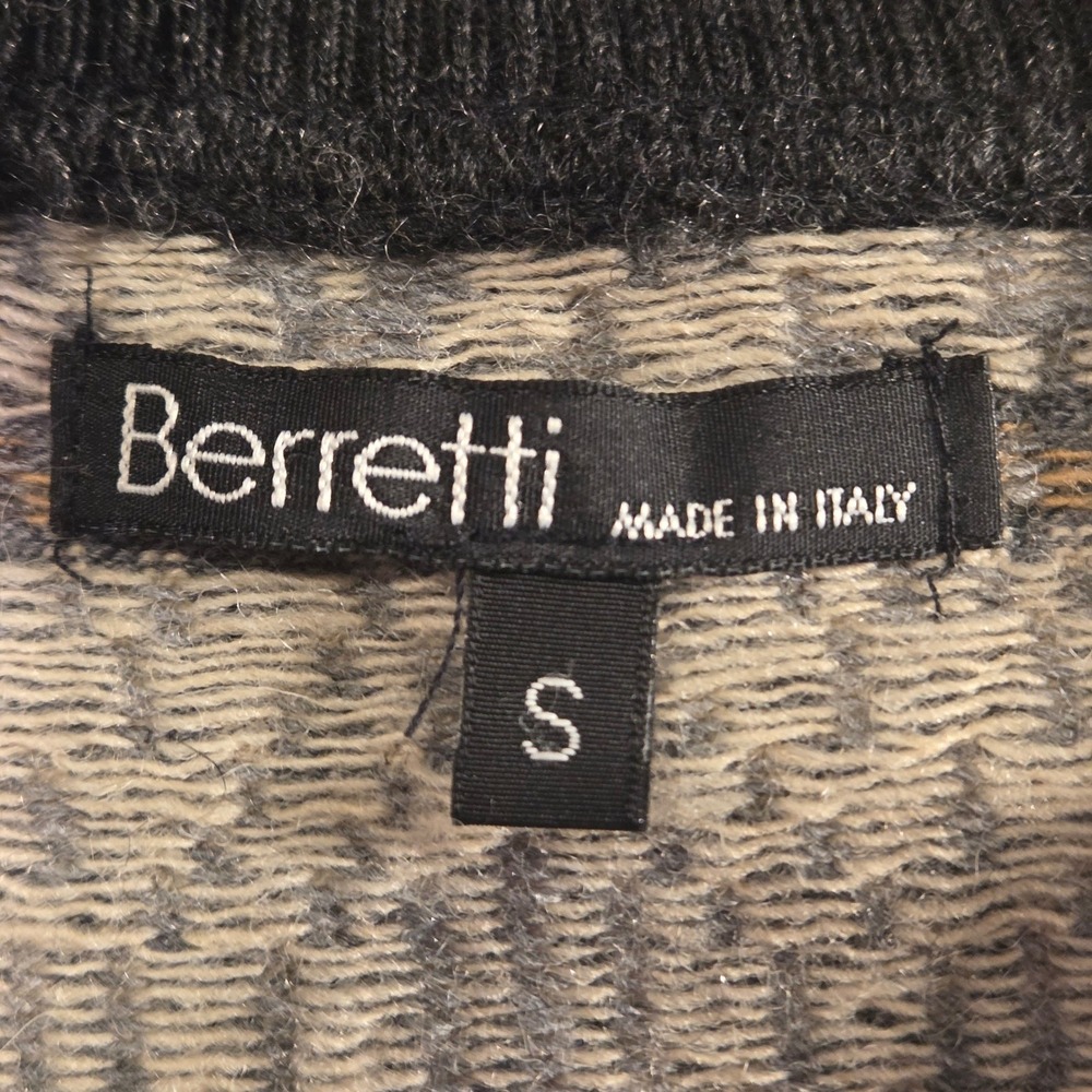 Berretti Women's Open Front Longline Cardigan Wool Blend Geometric, Size S - Picture 3 of 9